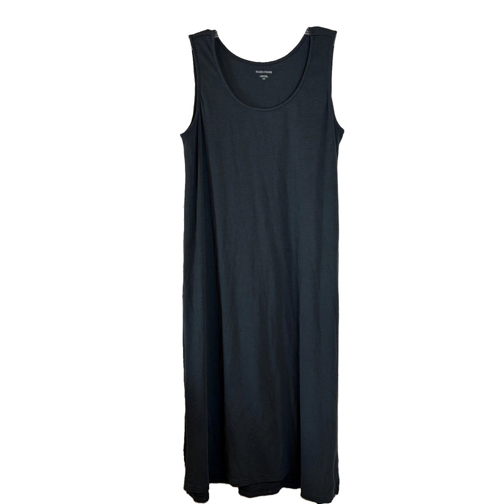 NEW Eileen Fisher Dark Gray Scoop-Neck Organic Cotton Tank Dress Sz Medium